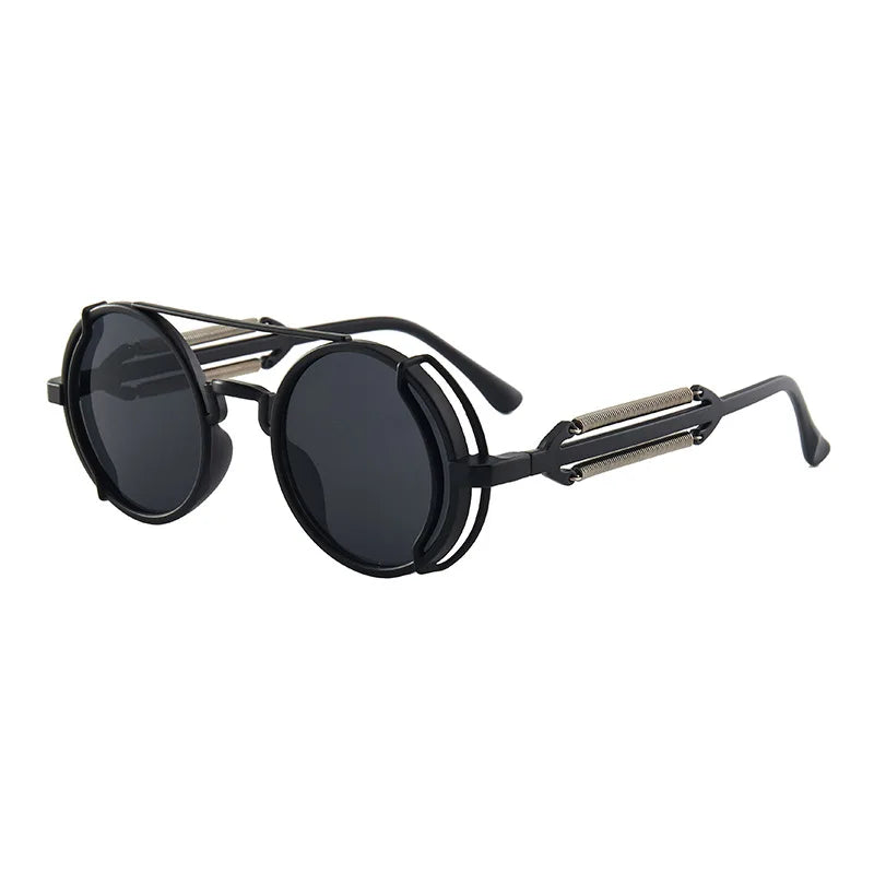 Óculos de Sol Estilo Gótico Steampunk – Design de Luxo e Alta Qualidade – Modelo Retrô Redondo com Armação de Policarbonato