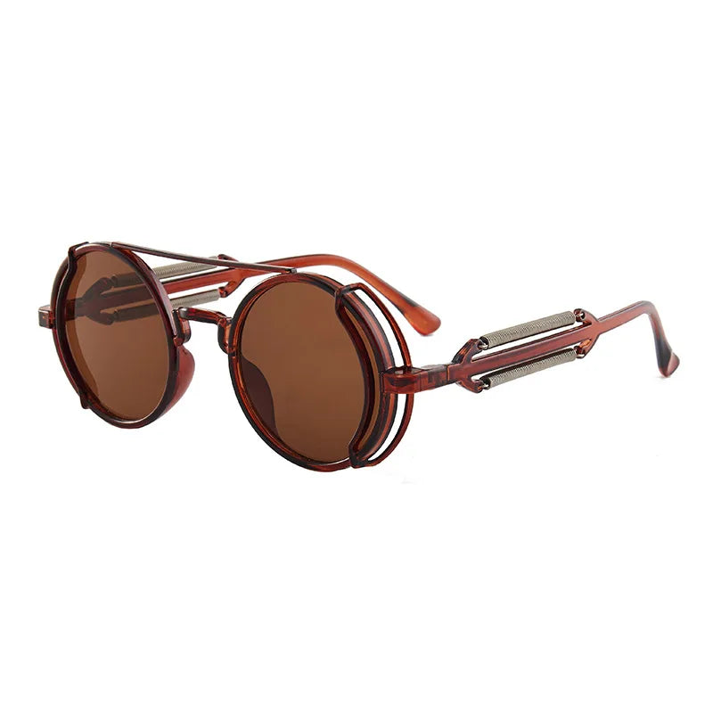 Óculos de Sol Estilo Gótico Steampunk – Design de Luxo e Alta Qualidade – Modelo Retrô Redondo com Armação de Policarbonato