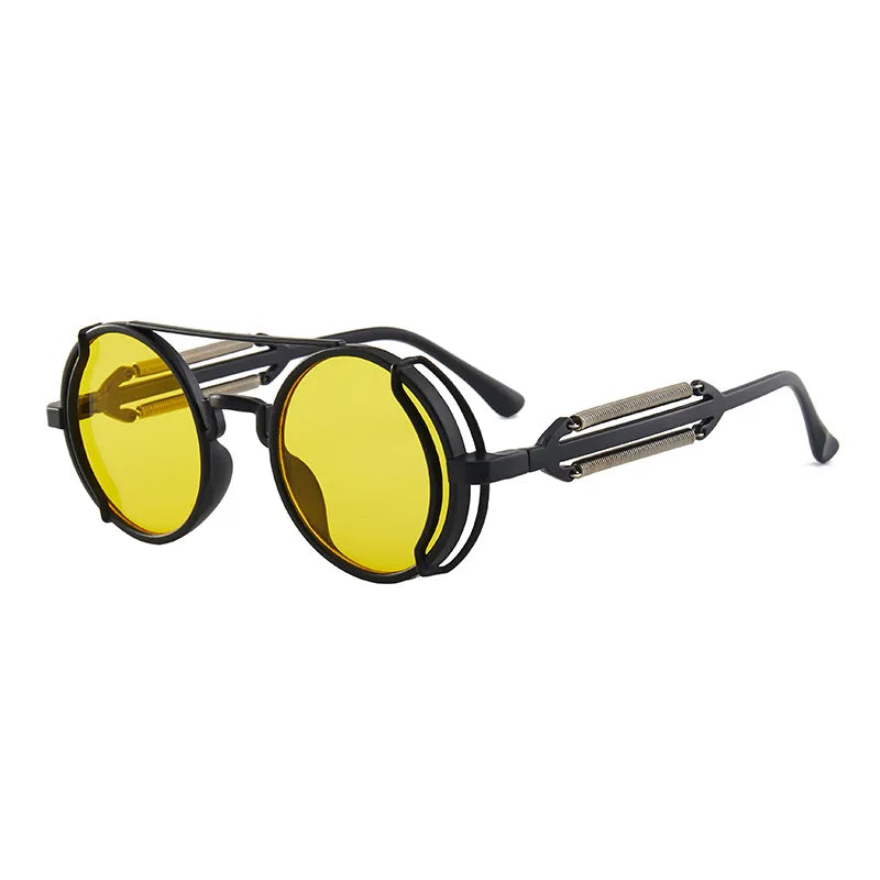 Óculos de Sol Estilo Gótico Steampunk – Design de Luxo e Alta Qualidade – Modelo Retrô Redondo com Armação de Policarbonato