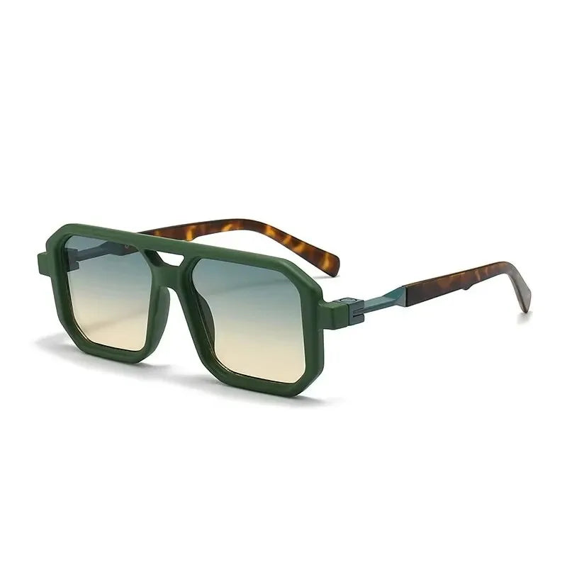 Óculos de Sol Retrô Quadrados com Ponte Dupla, Estilo Europeu e Americano, Óculos de Sol Decorativos e Modernos com Proteção UV400