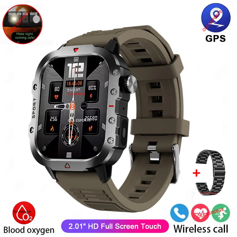 Smartwatch Militar 2026 – 3ATM Monitor de Saúde e Pressão Arteria