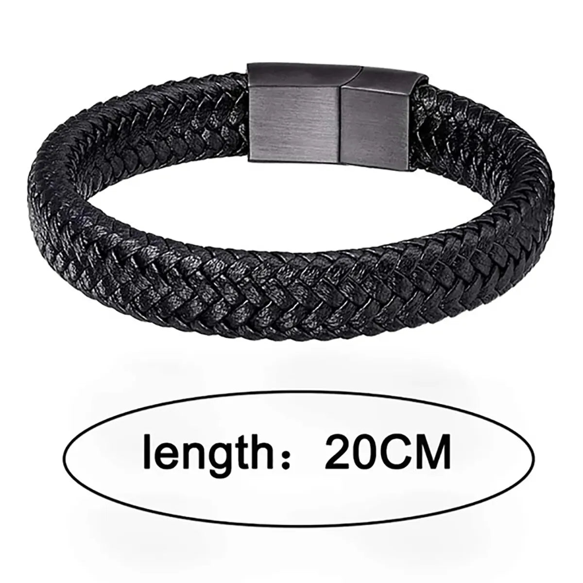 Pulseira magnética masculina de couro PU preto