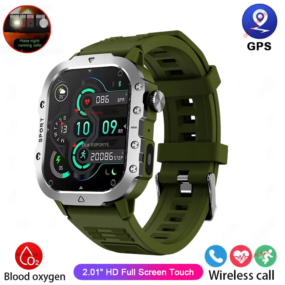 Smartwatch Militar 2026 – 3ATM Monitor de Saúde e Pressão Arteria