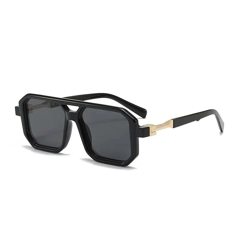 Óculos de Sol Retrô Quadrados com Ponte Dupla, Estilo Europeu e Americano, Óculos de Sol Decorativos e Modernos com Proteção UV400