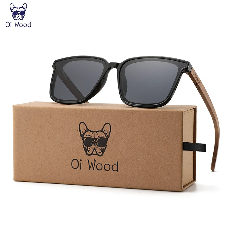 Óculos de Sol Oi Wood com Armação de Madeira e Lentes Azuis Polarizadas – Óculos de Luxo
