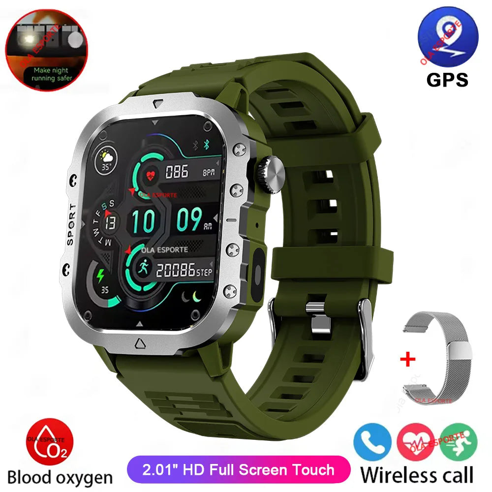 Smartwatch Militar 2026 – 3ATM Monitor de Saúde e Pressão Arteria
