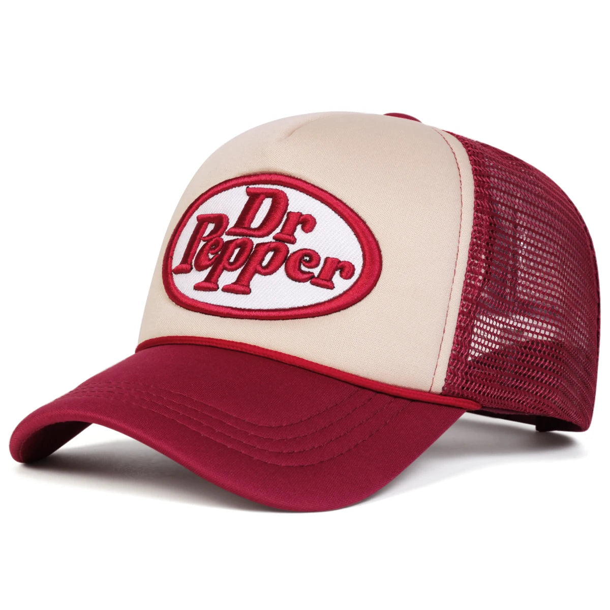 Boné de Tela Estilo Baseball com Bordado "Dr. Pepper" – Ajustável, Casual e Estilo Hip Hop