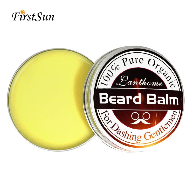 Bálsamo e Cera Natural para Barba, Óleo para Crescimento de Barba, Creme de Cuidado Profissional para Hidratação, Alinhamento e Modelagem