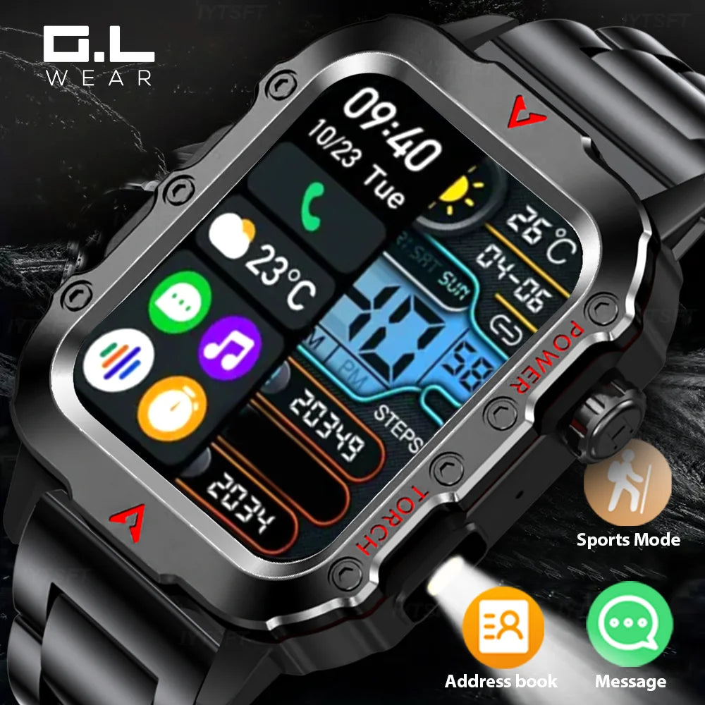 Smartwatch Esportivo G.L Wear 2025 – Chamadas Bluetooth, Lanterna LED e Multifunções