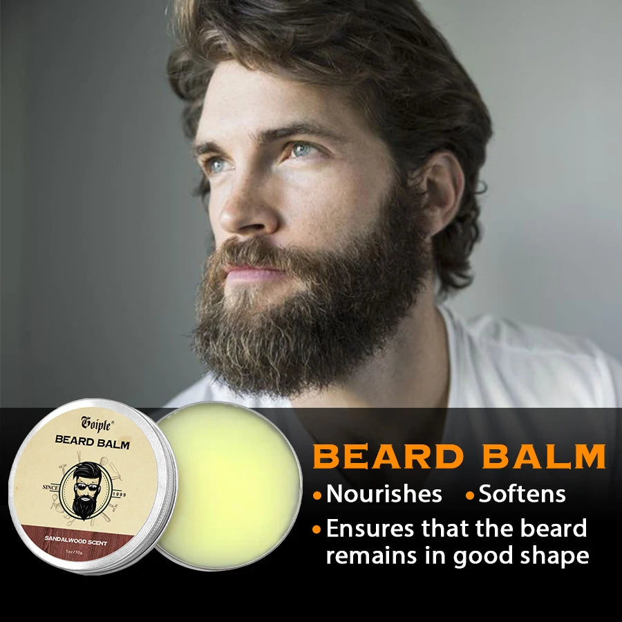 Kit de Cuidados para Crescimento de Barba GOIPLE: Shampoo, Óleo Condicionante, Lavagem de Limpeza Profunda, Bálsamo Hidratante e Produtos para Alinhar os Fios