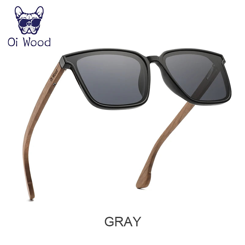 Óculos de Sol Oi Wood com Armação de Madeira e Lentes Azuis Polarizadas – Óculos de Luxo