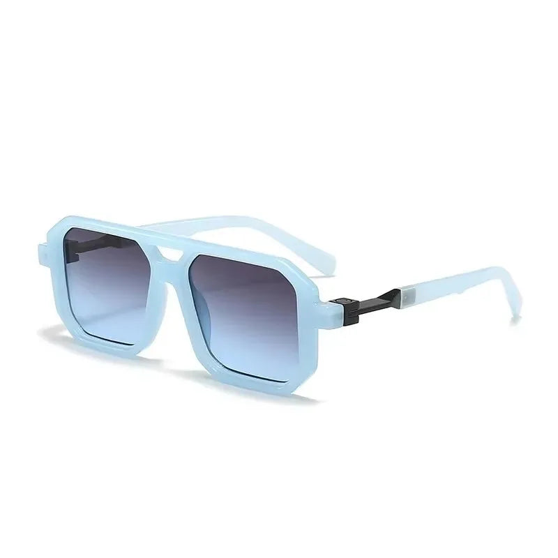 Óculos de Sol Retrô Quadrados com Ponte Dupla, Estilo Europeu e Americano, Óculos de Sol Decorativos e Modernos com Proteção UV400