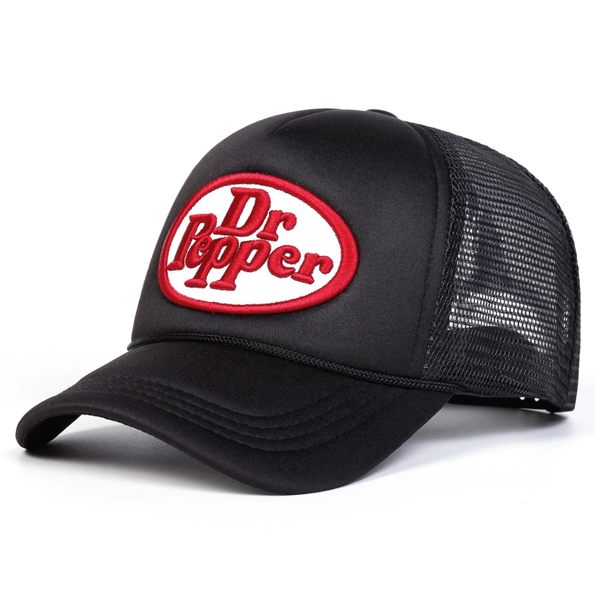 Boné de Tela Estilo Baseball com Bordado "Dr. Pepper" – Ajustável, Casual e Estilo Hip Hop