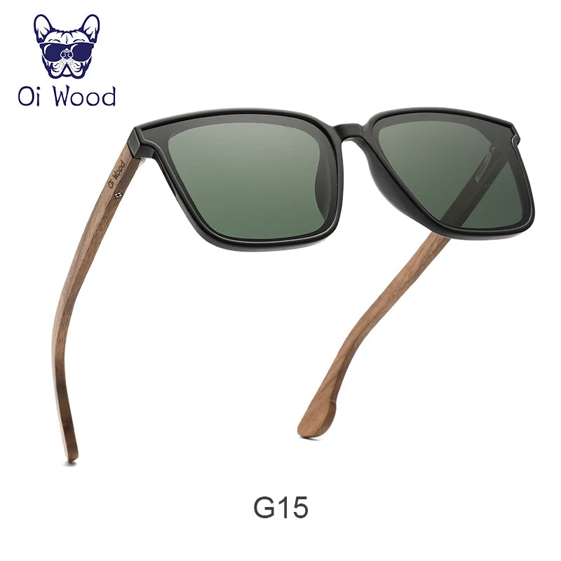 Óculos de Sol Oi Wood com Armação de Madeira e Lentes Azuis Polarizadas – Óculos de Luxo