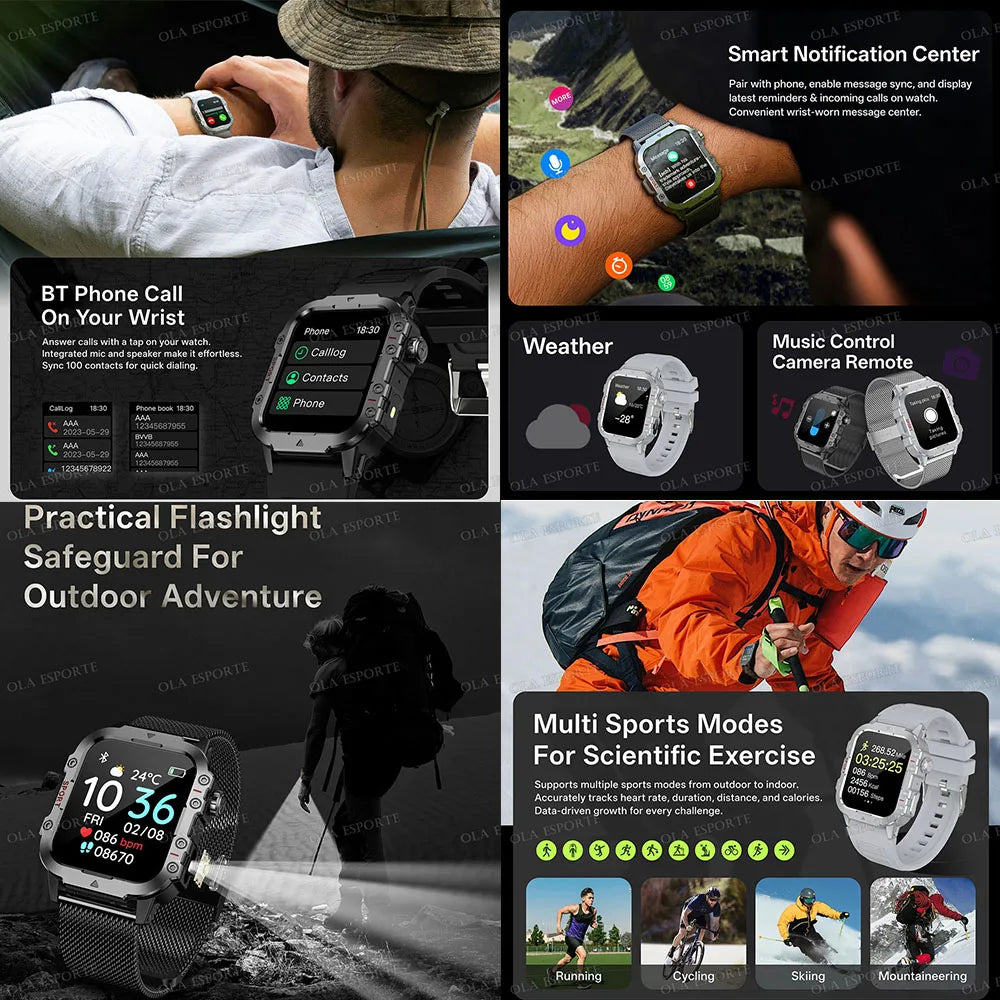 Smartwatch Militar 2026 – IP68, 5ATM, Esportivo, Monitoramento de Saúde e Fitness, Tela de 1,81"