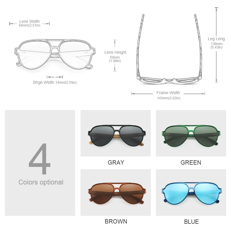 Oi Wood  Óculos de Sol de Madeira – Lentes Polarizadas com Proteção UV400, Alta Qualidade