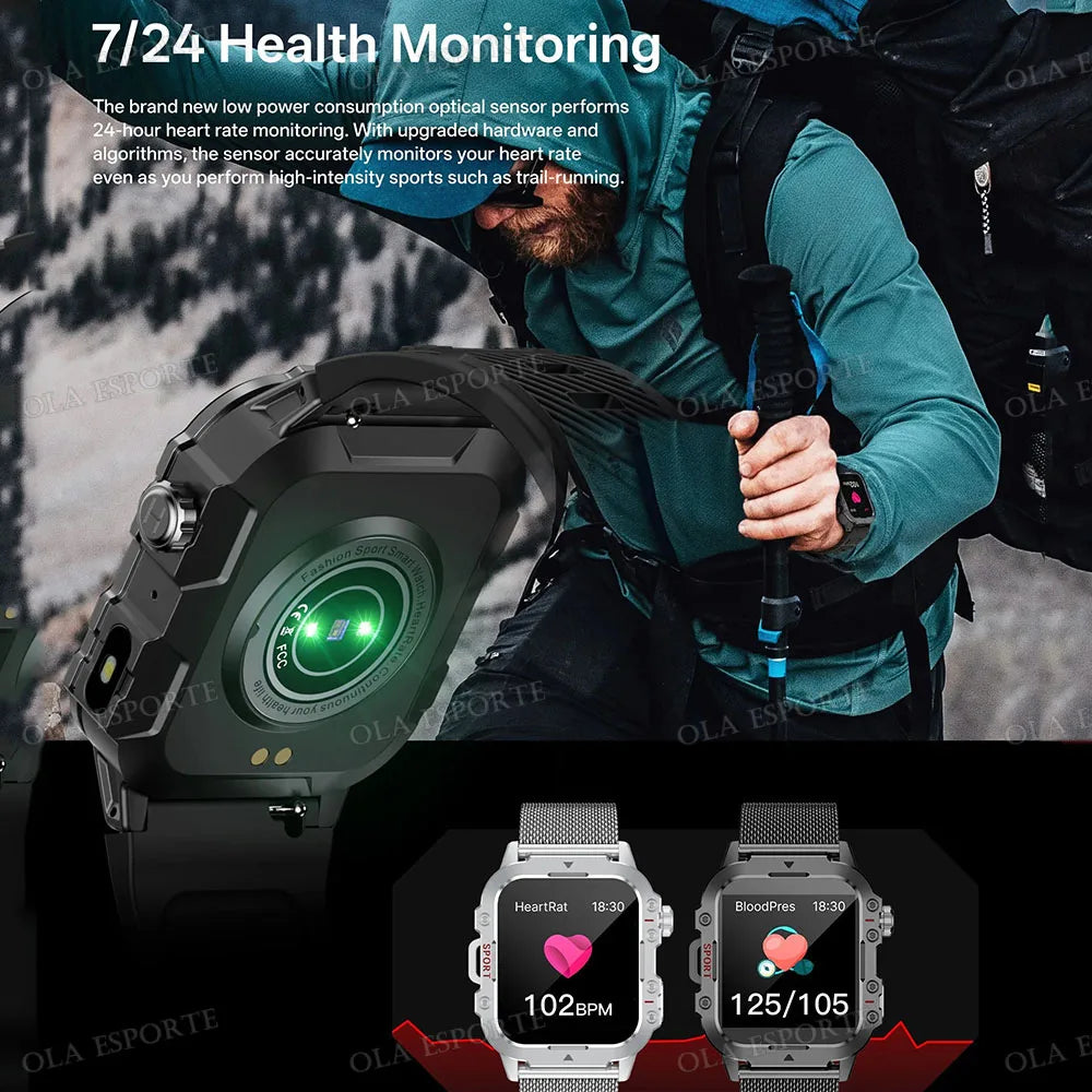 Smartwatch Militar 2026 – IP68, 5ATM, Esportivo, Monitoramento de Saúde e Fitness, Tela de 1,81"