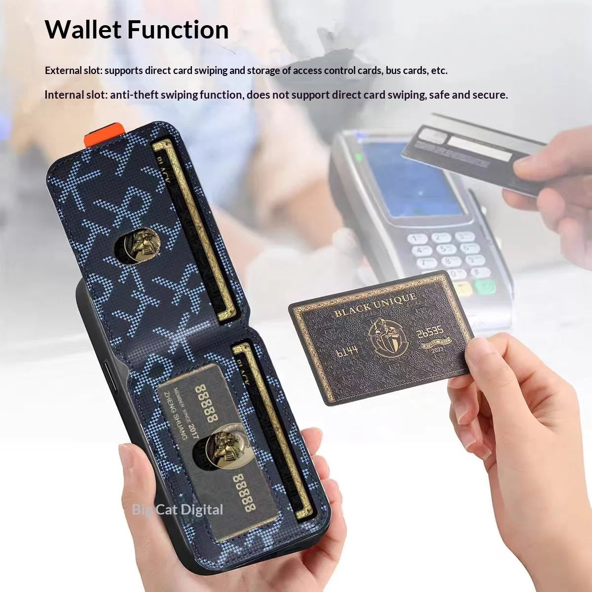 Carteira Magnética de Couro para Celular (Porta-Cartões) compatível com MagSafe para iPhone 17, 16, 15, 14, 13 e 12 (Pro, Max, Plus) – Fixação Magnética Forte