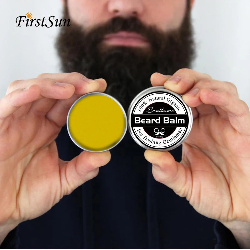 Bálsamo e Cera Natural para Barba, Óleo para Crescimento de Barba, Creme de Cuidado Profissional para Hidratação, Alinhamento e Modelagem