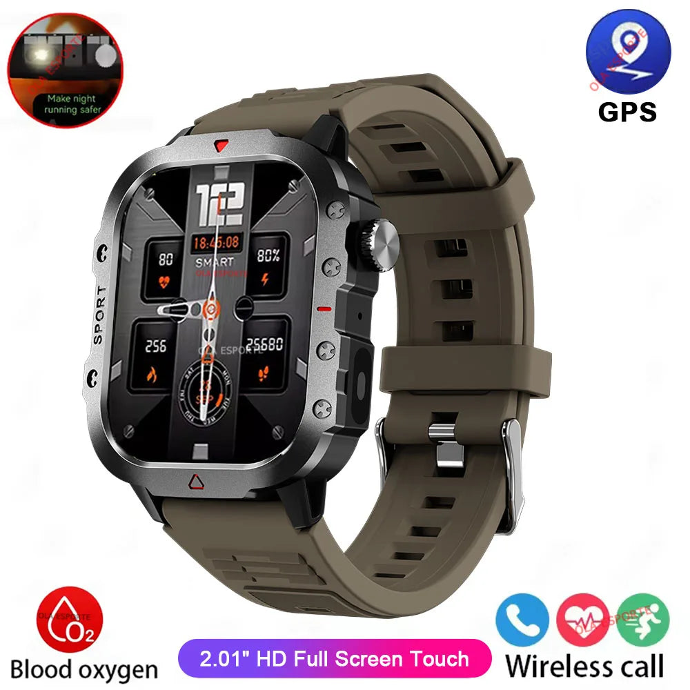 Smartwatch Militar 2026 – 3ATM Monitor de Saúde e Pressão Arteria