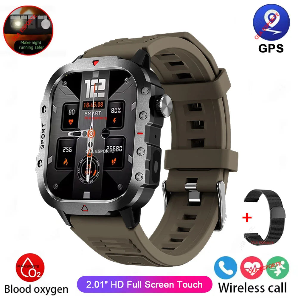 Smartwatch Militar 2026 – 3ATM Monitor de Saúde e Pressão Arteria