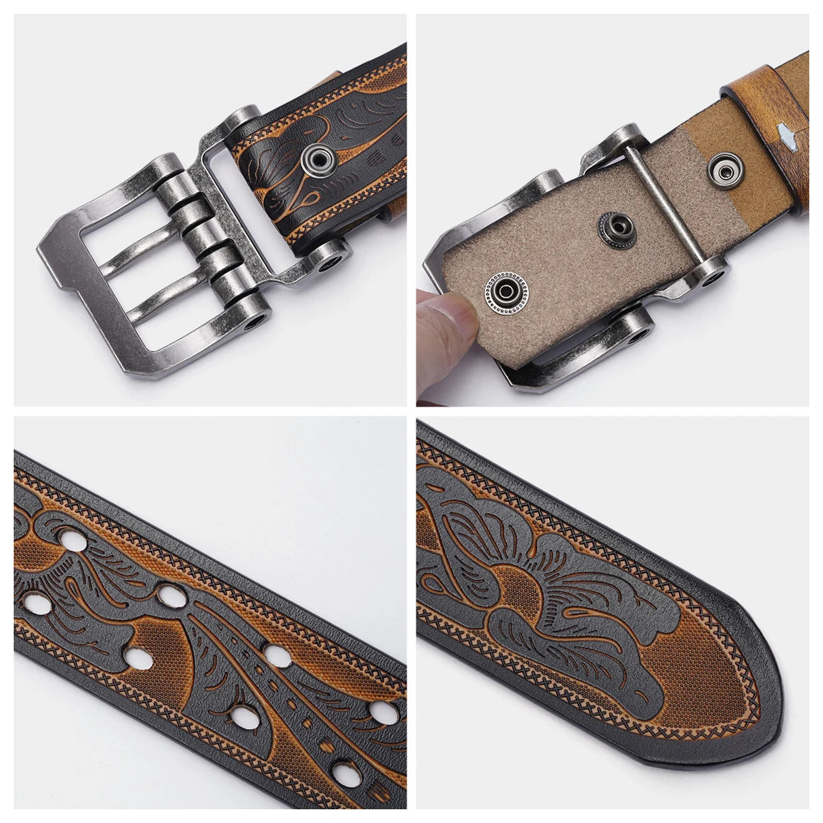 Cinto BISON DENIM em Couro Legítimo (Raspa de Couro) com Fivela de Pino